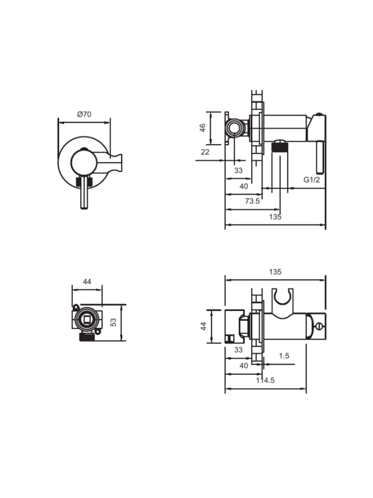 Встраиваемый гигиенический душ AltroBagno Modern 060117 BG