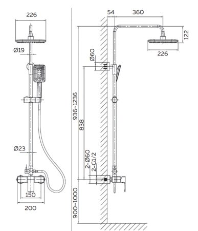 Душевая система AltroBagno Lamberto 030103 MB