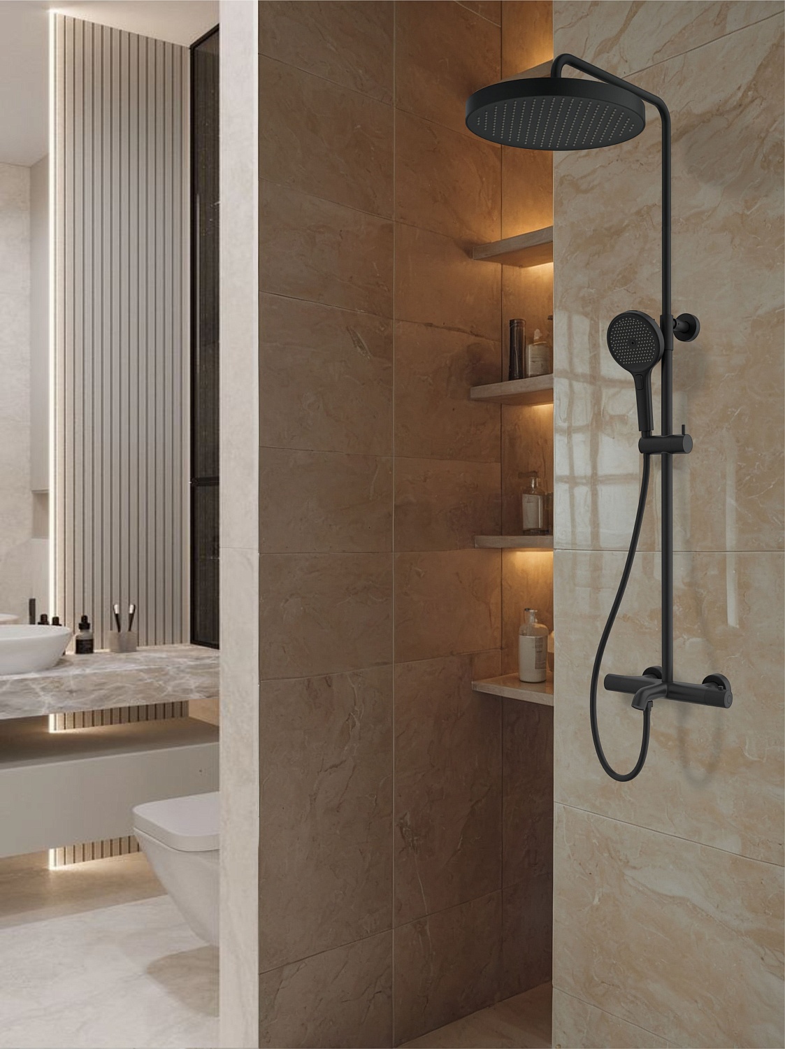 Душевая система с термостатом AltroBagno Bilancia 030430 MB