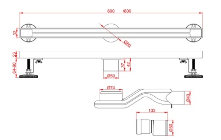 Душевой трап AltroBagno Stella 071226 MB (80)