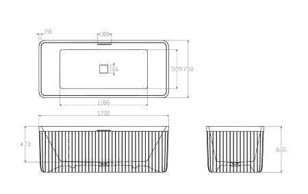 Ванна из искусственного камня AltroBagno Cinzia 090110 Cement Grey & White