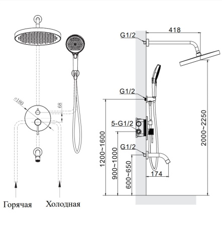Душевая система AltroBagno Bilancia 040501 Ni