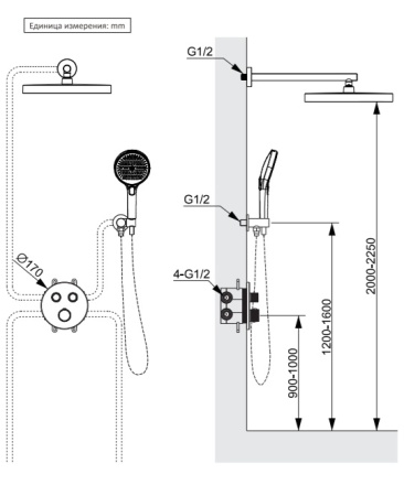 Душевая система с термостатом AltroBagno Bilancia 040416 MB