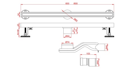 Душевой трап под плитку AltroBagno Supremo 071232 BG (60)