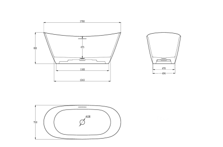 Ванна из искусственного камня AltroBagno Fiorina 090220 Cement Grey & White