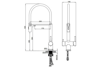 Смеситель для кухни с гибким изливом AltroBagno Flusso 050206 BC